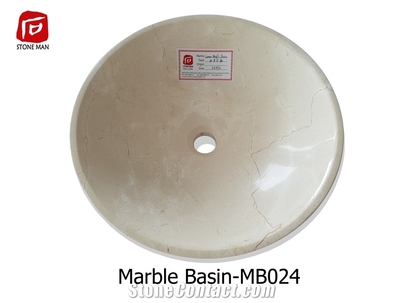 Cream Marfil Marble Round Basin Sink