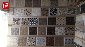 Cross White Marble Basketweave Mosaic Tiles