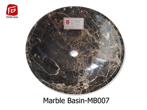 Dark Emperador Marble Round Basin Sink