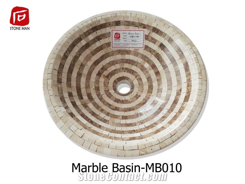 Mosaic Marble Basin Sink