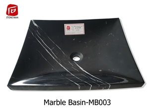 Natural Black Marquina Marble Basin Sink
