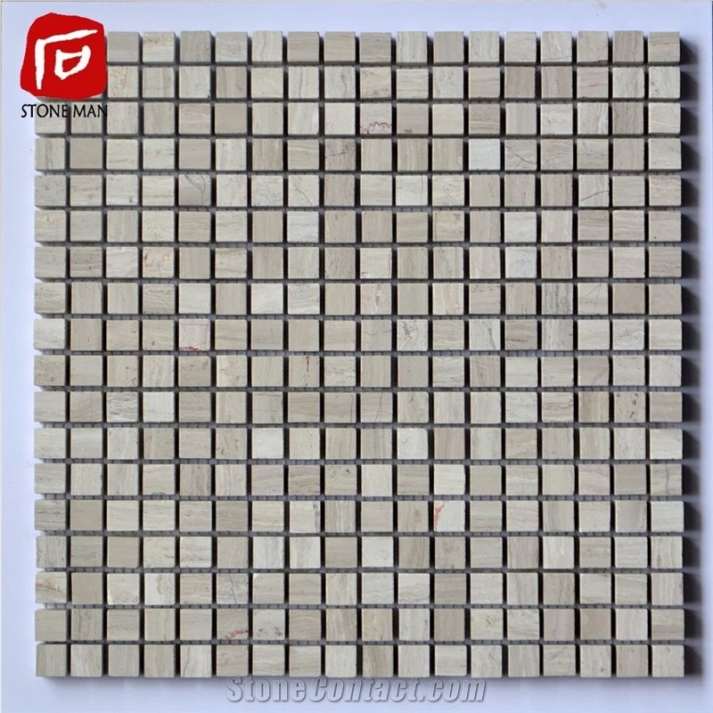 Squared Grey Wood Marble Mosaic Tiles