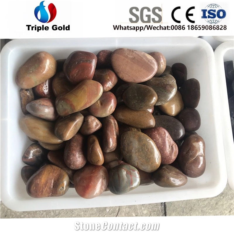 Polished Tumbled Color Natural River Pebble Stone Garden Landscaping