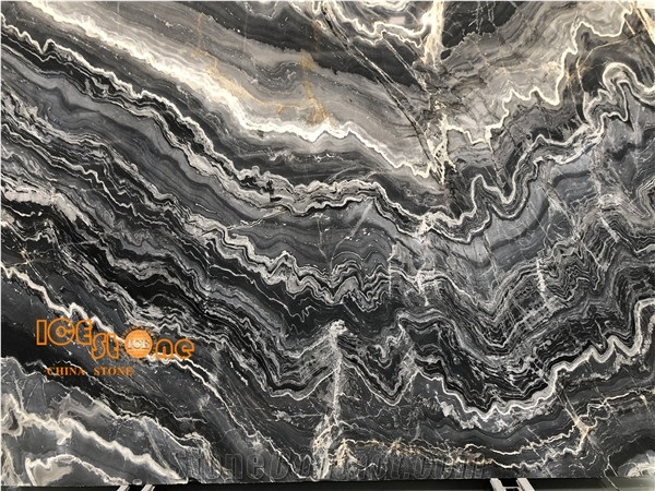 Black Unique Bookmatched Marble with Large Quantity