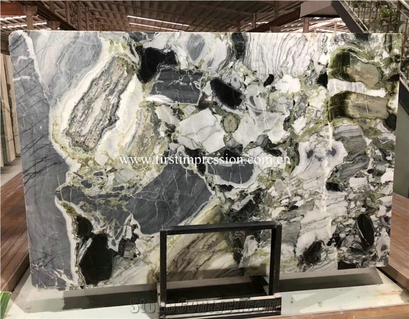 High Quality White Beauty Marble Slabs/Ice Connect Marble Tiles
