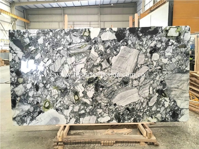 Latest White Beauty Marble Slabs/Ice Connect Marble Tiles