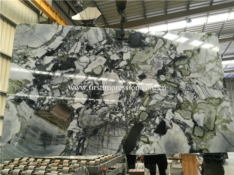 Natural White Beauty Marble Slabs/Ice Connect Marble Tiles