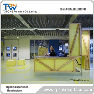 Acrylid Solid Surface Hotel Fancy Reception Counter