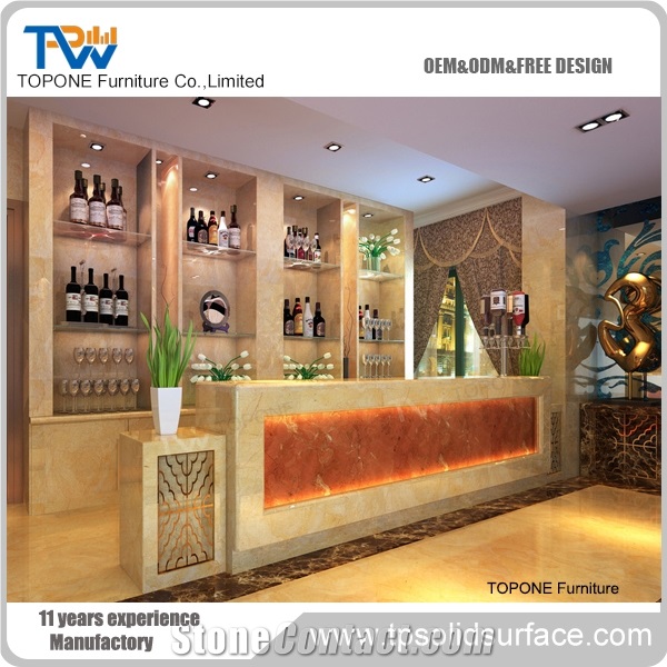 Artifcial Stone Fashion Led Reception Counter