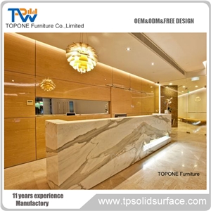 Artifiical Stone Sheets Made Modern Luxury 2 Person Reception Desk