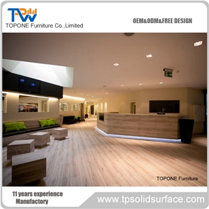 Design Corian Solid Surface with Plywood Shoes Type Reception Counter
