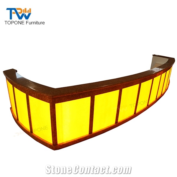 L Shape Led Glowing Acrylic Solid Surface Bar Counter for Hotel Desk