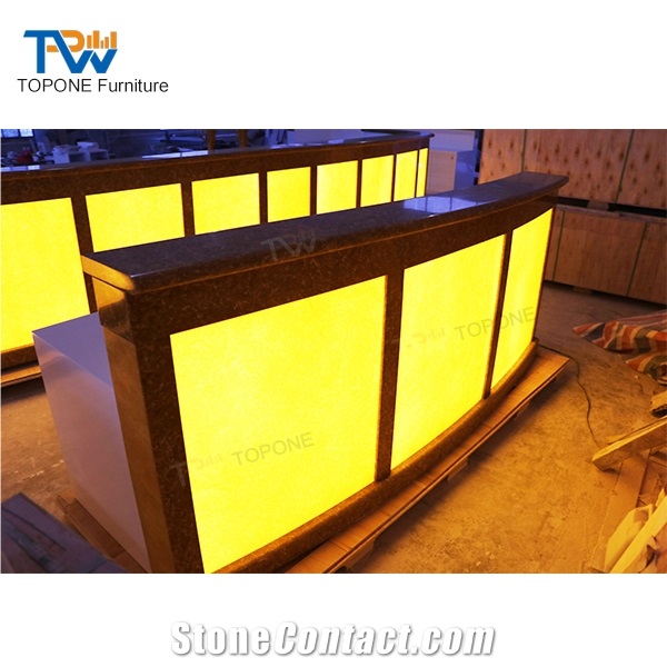 Led Lighted Glowing Hotel Desk Marble Stone Bar Counter Top Designs