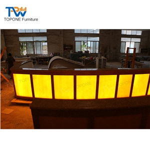 Led Lighted Glowing Hotel Desk Marble Stone Bar Counter Top Designs