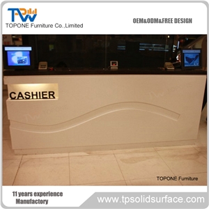Led Lighted Reception Counter Modern Curved Reception Counter