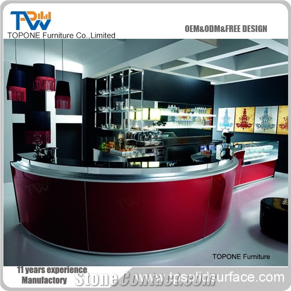 Red and White Coffee Shop Bar Counter for Saie