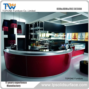 Red and White Coffee Shop Bar Counter for Saie