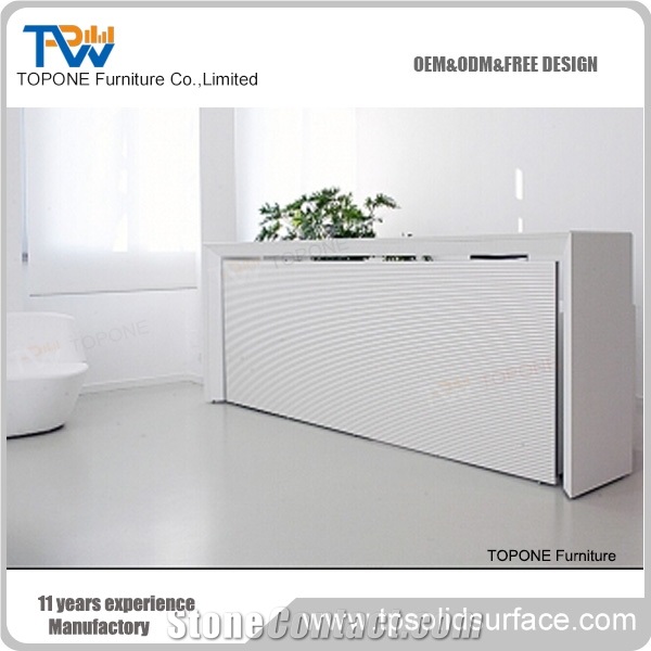 Red Solid Surface Curved Reception Counter