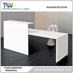 White Acrylic Solid Surface Salon Reception Desk