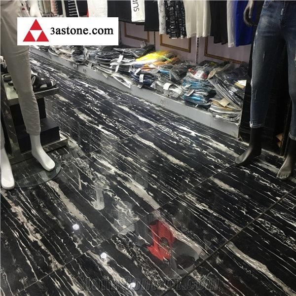 China Nero Portoro Marble,White Silver Dragon Marble Floor Tiles