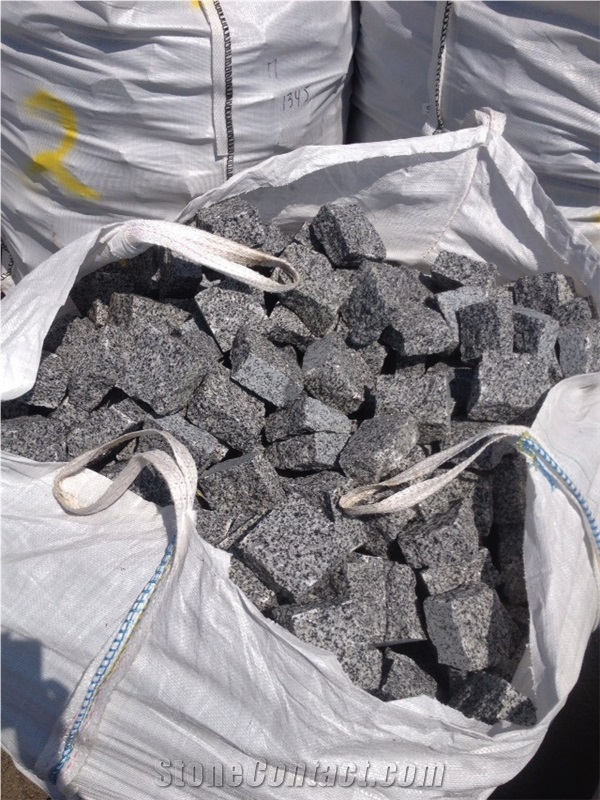 Gray Ukraine Granite 4 Sides Cut Flamed Cobblestone