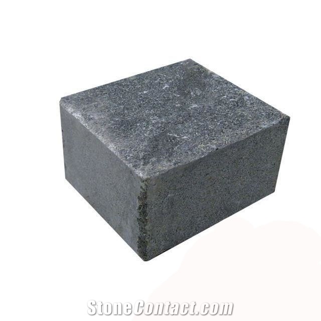 Ukrainian Gabbro 4 Sides Cut Cobblestone Pavers, Notte Nero Gabbro Cube Stone