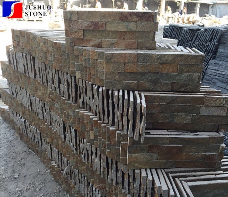 China Rusty Conner Slate Stacked Stone Veneer Feature Wall Cladding