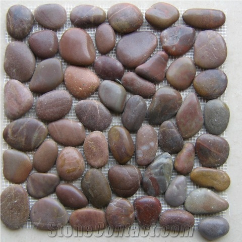 Multicolor Color Polished Pebbles Cheap River Paving Stone with Net