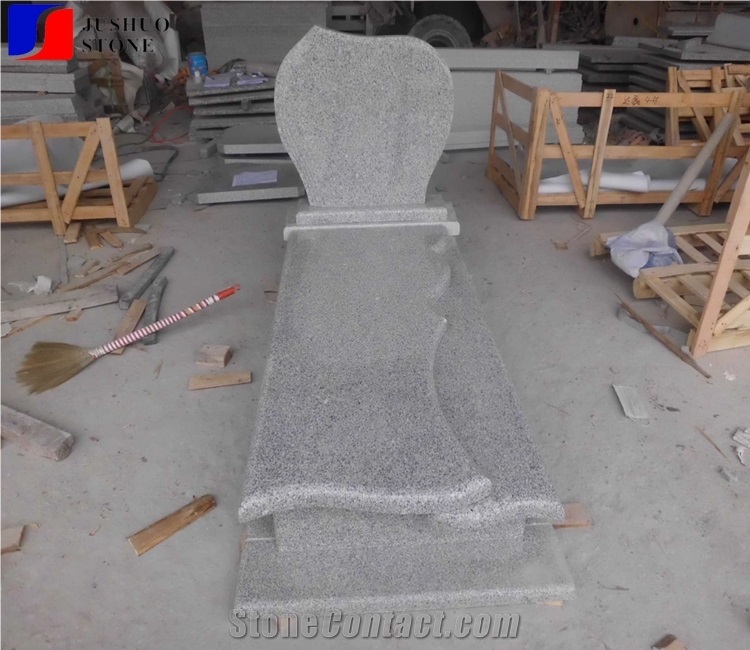 Polish Poland Style Grey Granite Upright Marker Monuments,Serp Top