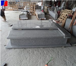 Polished Natural Stone Quarry Manufactory Gris Grey Double Headstone