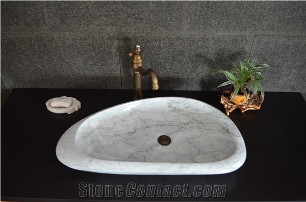 Bianco Carrara White Polished Wash Basin Wash Bowl Bathroom Sink