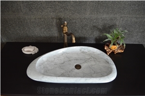 Bianco Carrara White Polished Wash Basin Wash Bowl Bathroom Sink