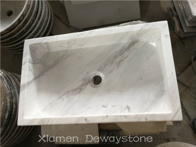 Ivory Jade Marble Bianco Carrara Round Square Vessel Wash Basin Sink