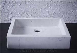 Ivory Jade Marble Bianco Carrara Round Square Vessel Wash Basin Sink