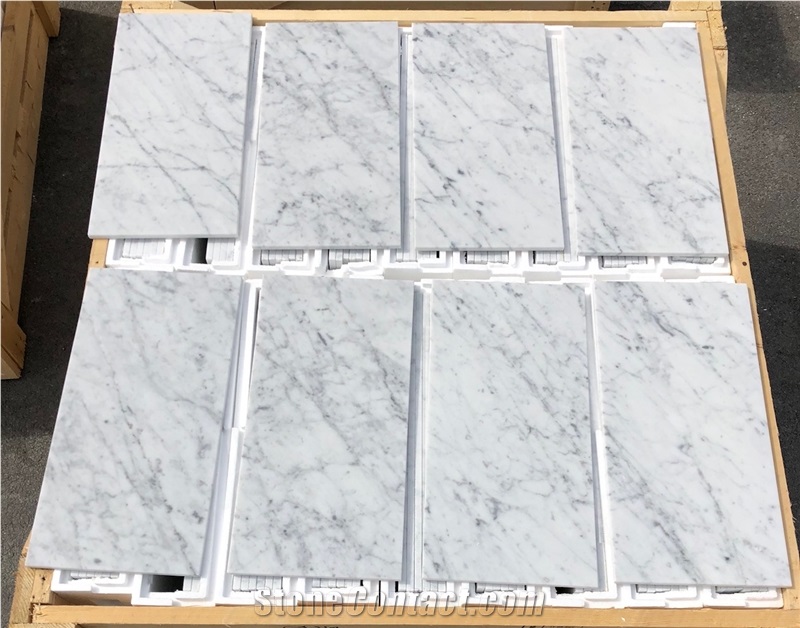 White Carrara C Tiles, Bianco Carrara C White Marble