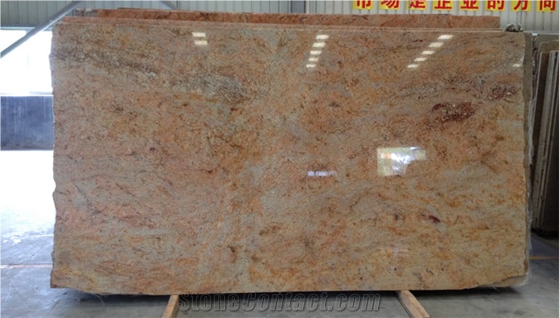 Indian Granite Colonial Gold Slabs and Wall Tiles