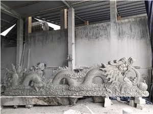 Hand Carved Marble Dragon, Natural Stone Sculpture