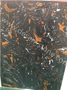 Black Nero Portoro Quartz Stone/Artificial Marble Stone Slabs&Tiles
