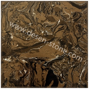 Dark Emperador Quartz Stone/Artificial Marble Stone Slabs&Tiles Linear
