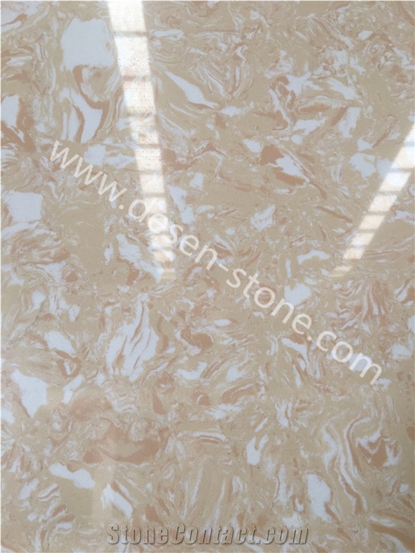 Ottoman Beige Artificial Marble Engineered Stone Slabs&Tiles for Countetop