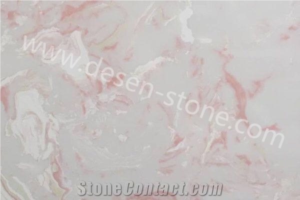 Pink Lady Artificial Onyx Engineered Stone Slabs&Tiles Book Matching