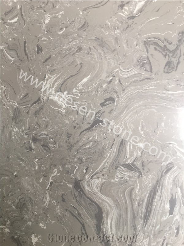 Silver Sable Ash/Grey Artificial Marble Engineered Stone Slabs&Tiles