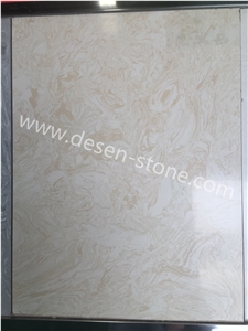 Yasda Beige Quartz Stone/Artificial Marble Stone Slabs&Tiles Flooring