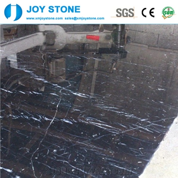 Cheap Polished China Nero Marquina Black Marble Big Slabs Floor Tile