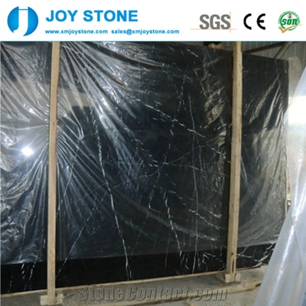 Cheap Price Polished Ice Black Nero Marquina Marble Big Slabs Tiles