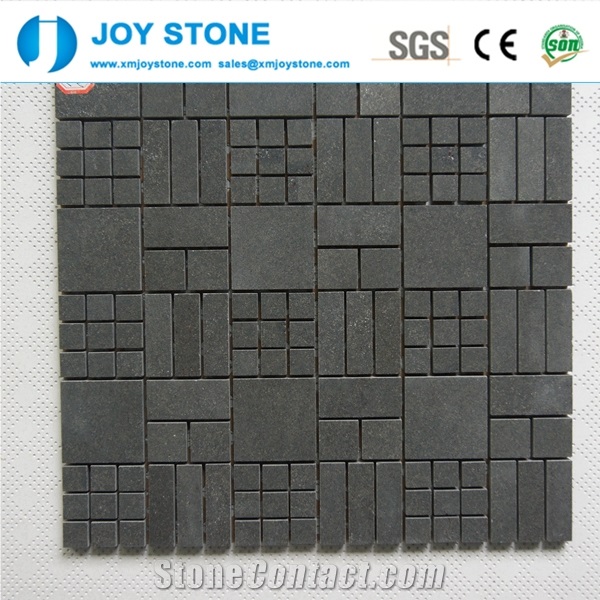 Polished Basalt Stone New Design Black Mosaic Tile 30x30