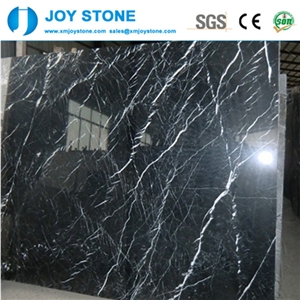 Polished China Nero Marquina Black Marble Gangsaw Slab Wall Floor Tile