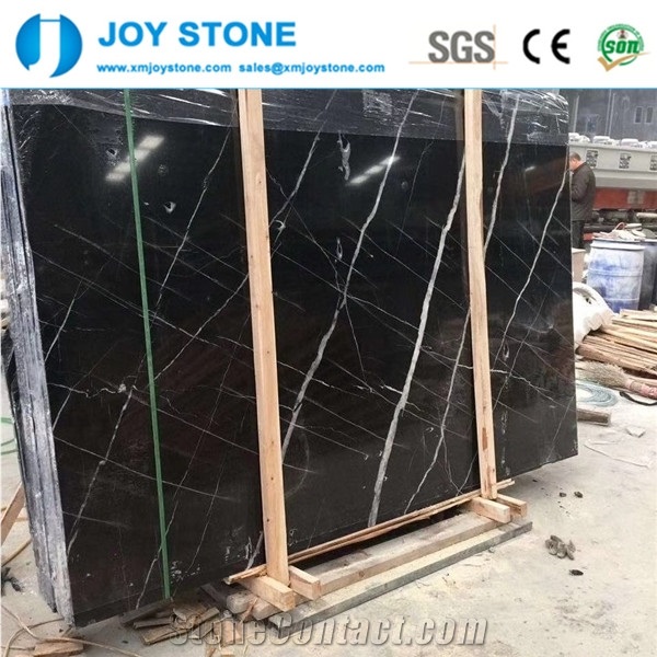 Whole Sales Polished China Nero Marquina Black Marble Gangsaw Slabs