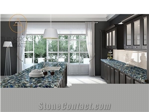Backlite Blue Agate Semiprecious Stone Countertop