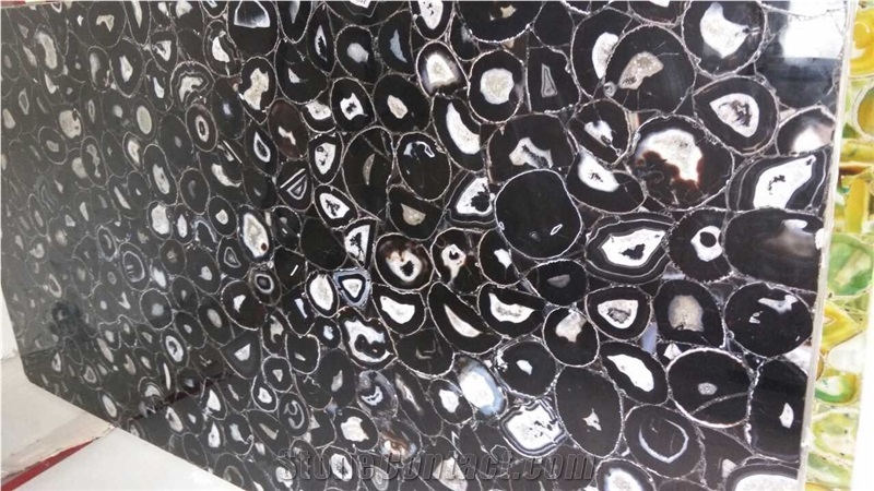 Black Agate Slabs/Semi-Precious Stone Tiles/Gemstone Slabs/Gemstone